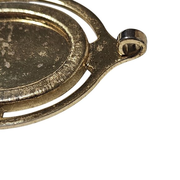 Vintage Mother Of Pearl Inlay Oval Pendant Gold Tone Elegant DIY Fashion Jewelry - Picture 3 of 4